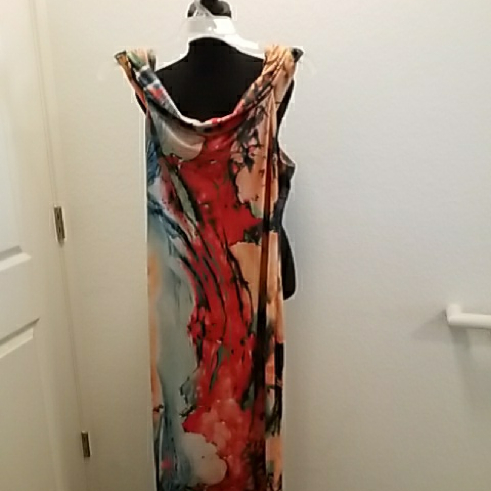 Vibrant Backless Dress in Red and Blue
